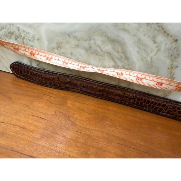 Vintage Talbots Croc Embossed Western Leather Belt Brown M - Picture 4 of 5